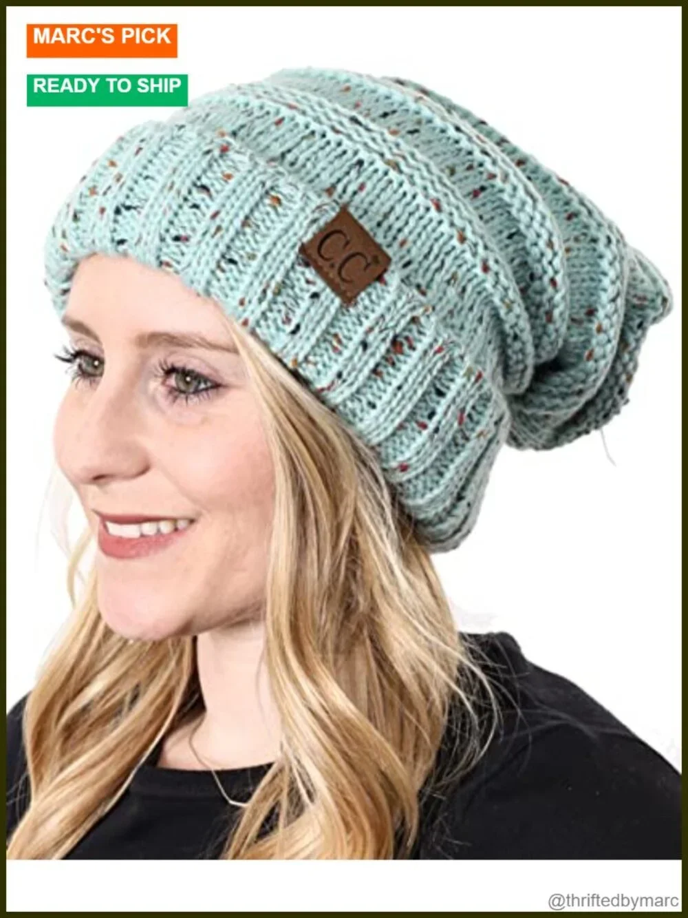 Slouchy Beanie Winter Hat Chunky Cable Knit Oversized Soft Stretch